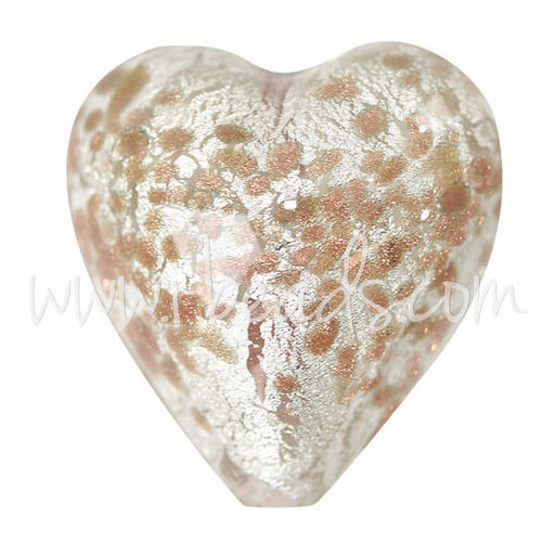 Achat Perle de Murano coeur or et argent 20mm (1)