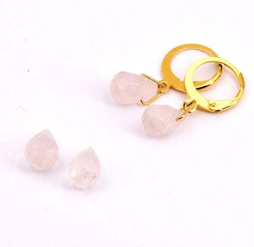 Achat Pendentif perle goutte Quartz Rose facettes 9x6mm-0.7mm (2)