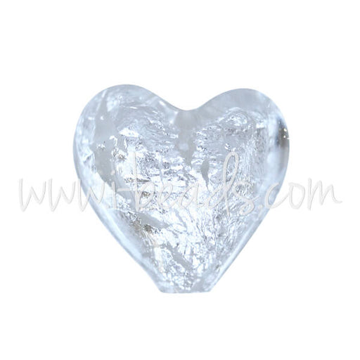 Achat Perle de Murano coeur cristal et argent 10mm (1)