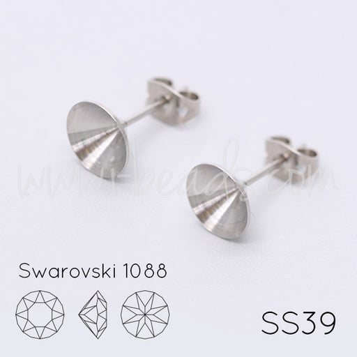 Serti boucle d'oreilles coniques pour Swarovski 1088 SS39 rhodié (2)