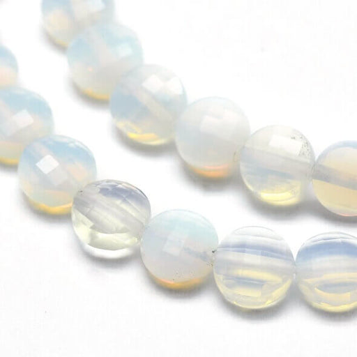 Opalite Perles rondes plates à facettes 6mm trou:1mm (10)