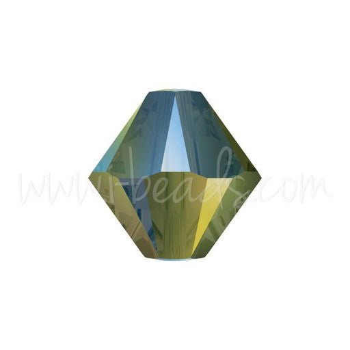 Achat perles Swarovski 5328 xilion bicone crystal iridescent green 2X 4mm (40)