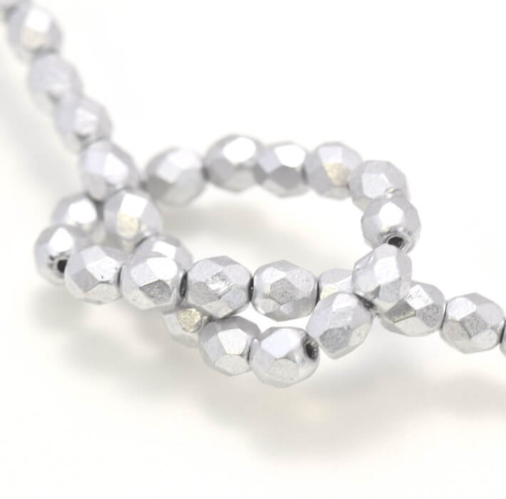 Perles facettes de boheme 4mm Matte - Metallic Silver (50)