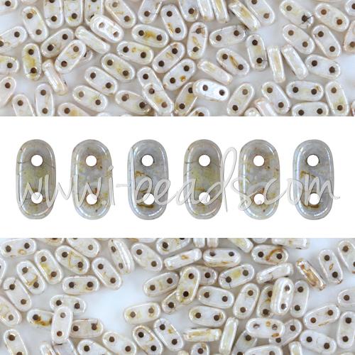 Perles 2 trous CzechMates Bar 2x6mm Opaque Luster Picasso (10g)