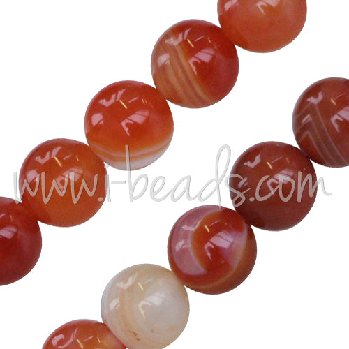 Perles rondes agate orange 8mm sur fil (1)