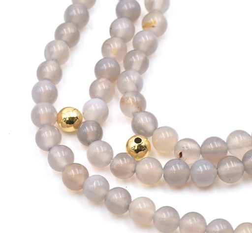 Perles rondes agate grise 6mm sur fil 37 cm (1)