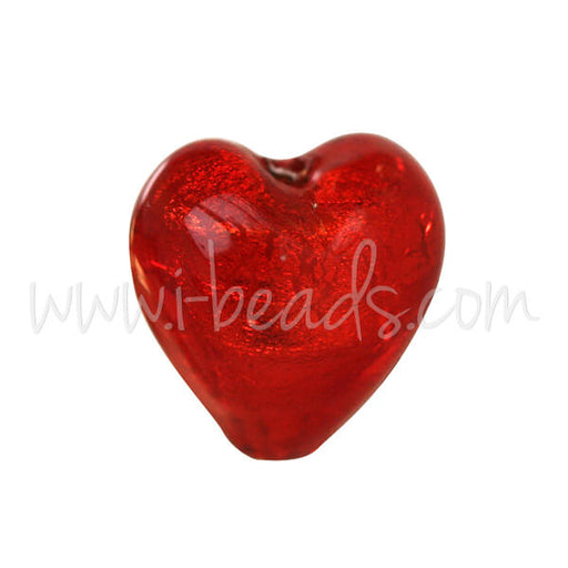 Achat Perle de Murano coeur rouge et or 10mm (1)