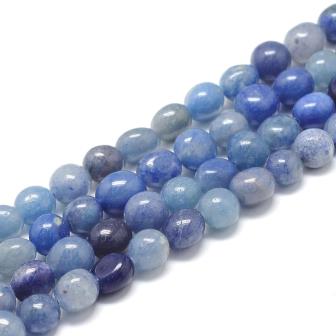 Perles forme nugget arrondi Aventurine bleue 8-12mm trou 0.8mm(1 rang)