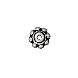 Perle rondelle precision métal finition argenté vieilli 6mm (2)