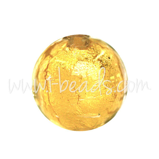 Achat Perle de Murano ronde cristal et or 10mm (1)