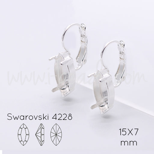 Serti boucle d'oreilles pour Swarovski 4228 navette 15x7mm argenté (2)