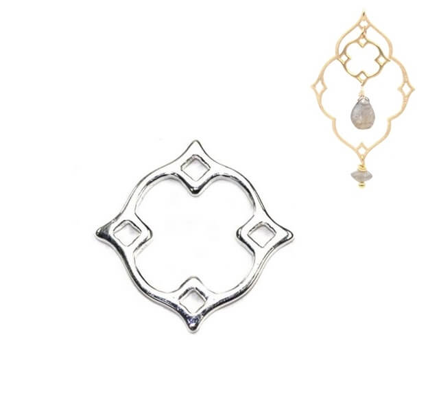 Connecteur pendentif diamant petit en argent 925 - 13 mm (1)