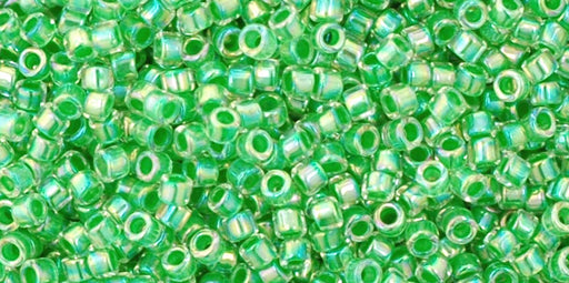 cc775- Toho Treasure beads 11/0 Rainbow Crystal/Grass Green-Lined (5gr)