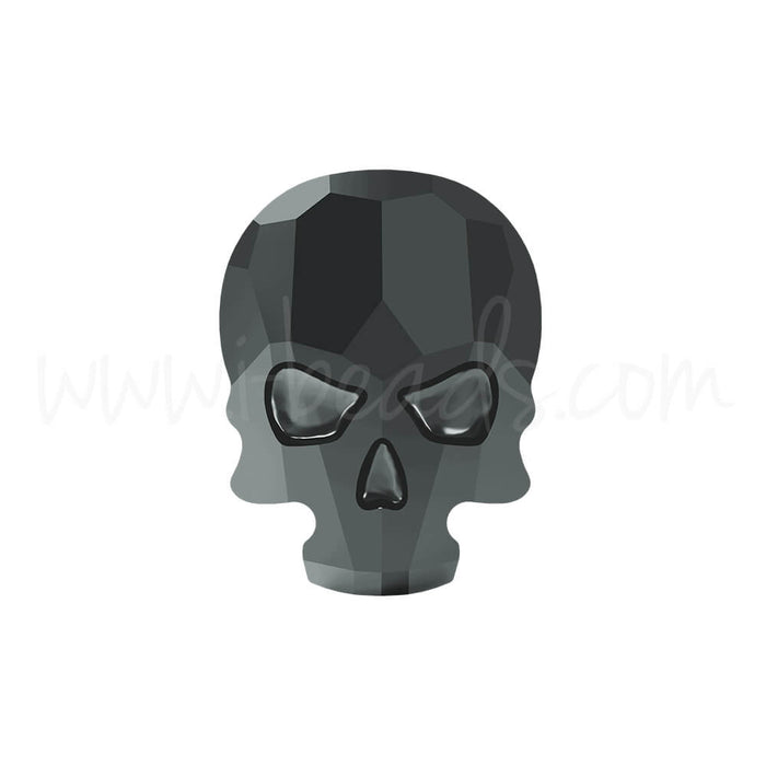 Strass à coller Swarovski 2856 skull flat back jet hematite 10x7.5mm (1)