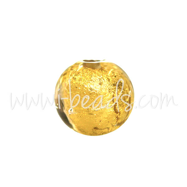 Perle de Murano ronde cristal et or 6mm (1)