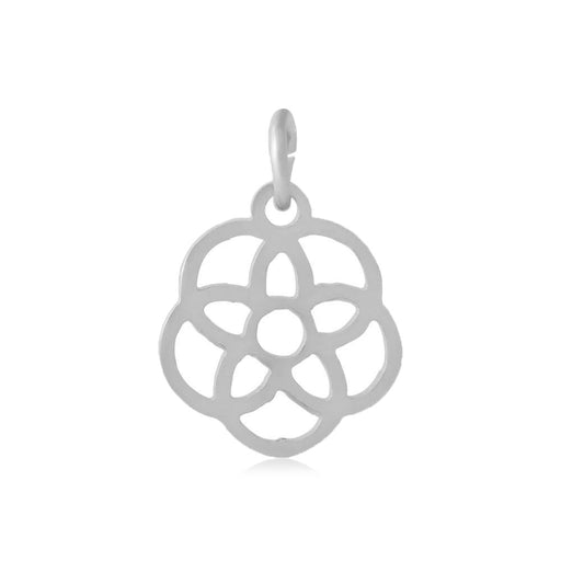 Achat Médaille breloque pendentif fleur de Vie Acier Inoxydable couleur platine + anneau de jonction - 13mm (1)