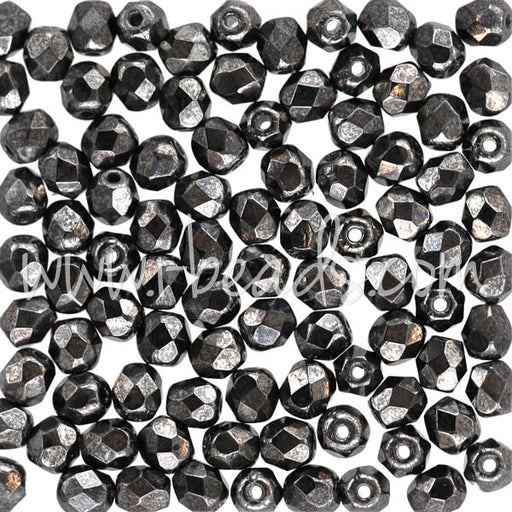 Perles facettes de bohème hematite 4mm (100)