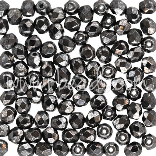 Achat Perles facettes de bohème hematite 4mm (100)