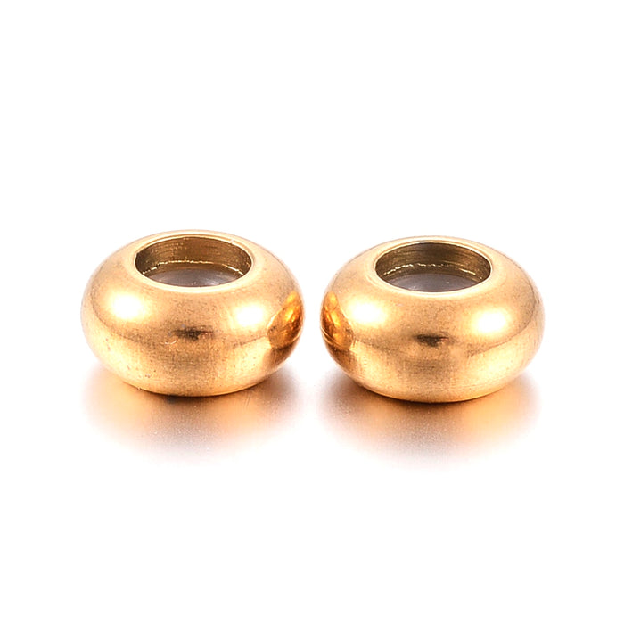 Perles Coulissantes Laiton Doré Qualité avec Plastique 5x2,5mm, Trou 1mm (2)