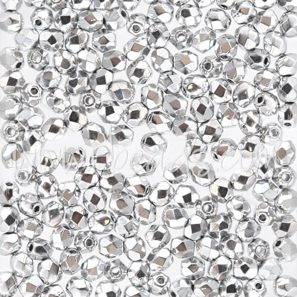 Perles facettes de bohème silver 3mm (50)