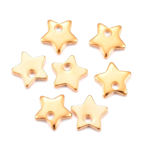 Médaille breloque mini étoiles Acier Inoxydable doré OR 6mm (5)
