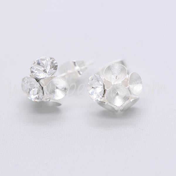 Serti boucle d'oreilles coniques pour 6 Swarovski 1088 4mm-pp31-SS19 argenté (2)
