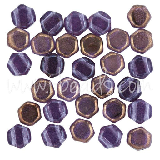 Achat Perles Honeycomb 6mm tanzanite semi bronze luster (30)