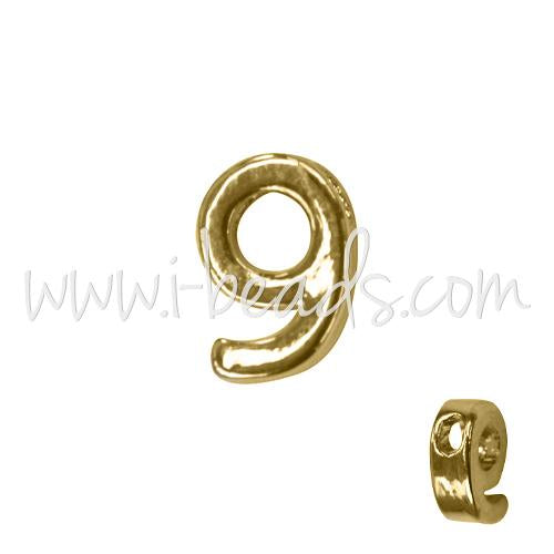 Perle chiffre 9 doré or fin 7x6mm (1)