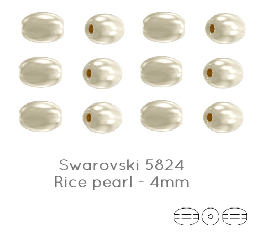 5824 Swarovski rice Cream Pearl 4mm - 0.4mm (20)
