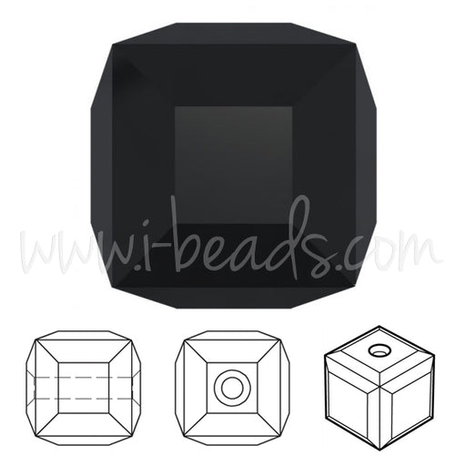 Achat Perles cube Swarovski jet 8mm (2)