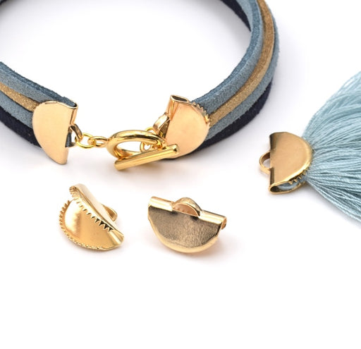 Achat Embout ruban ou pompon demi lune métal doré 13x9mm (2)