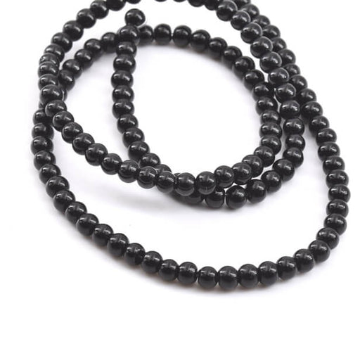 Achat Onyx noir - Perles Rondes 3mm sur fil env.115 perles (1 fil)