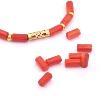 Corail bambou perle cylindre 8x4mm trou : 0.5mm (10)