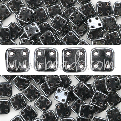 Achat Perles 4 trous CzechMates QuadraTile 6mm Hematite (10g)