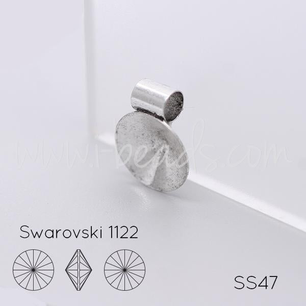 Serti pendentif pour Swarovski 1122 rivoli SS47 argenté vieilli (1)