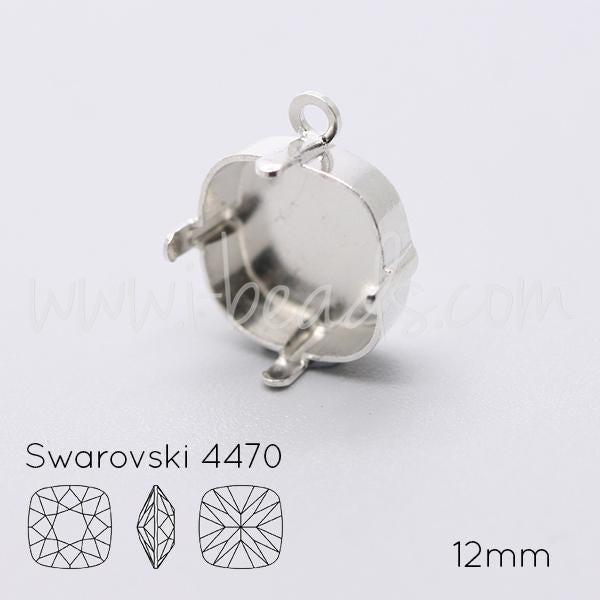 Serti pendentif pour Swarovski 4470 12mm argenté (1)