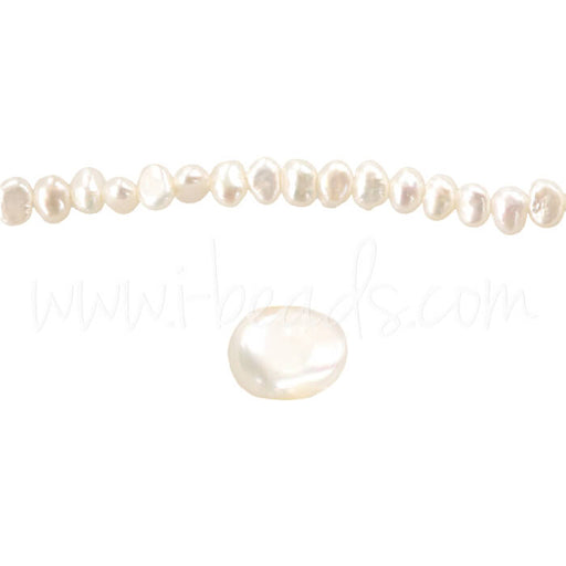 Achat Perles d&#39;eau douce pépites blanc 4.5mm sur fil (1)