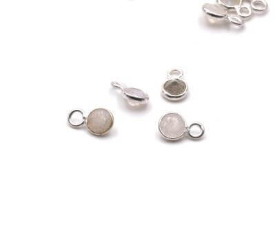 Achat petite breloque avec pierre de lune et sertis argent 925- 8X5mm (2)
