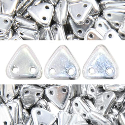 Perles 2 trous CzechMates triangle silver 6mm (10g)