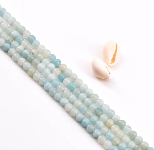 Perles rondes Amazonite naturelle 4mm sur fil 38 cm (1 fil)