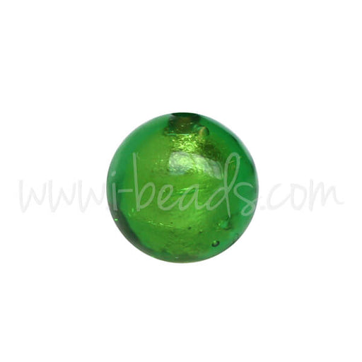 Achat Perle de Murano ronde vert et or 6mm (1)