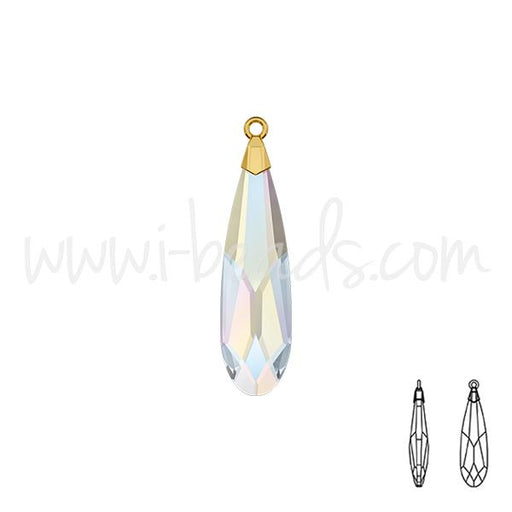 Pendentif Swarovski 6533 raindrop crystal AB gold 17.5mm (1)