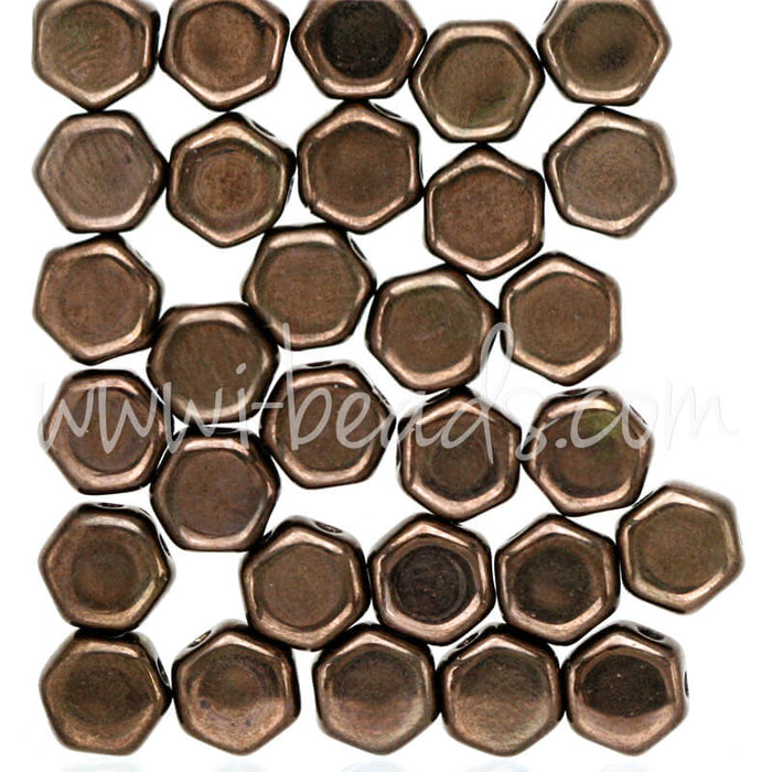 Perles Honeycomb 6mm jet bronze (30)