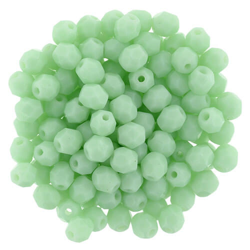 25 Perles Facettes De Bohême 6mm Vert Opaque - Précieuses Pour Création De Bijoux