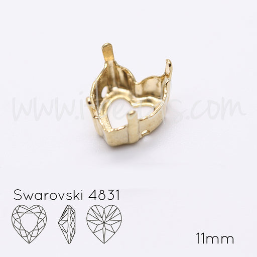 Serti à coudre pour Swarovski coeur 4831 11mm doré (2)