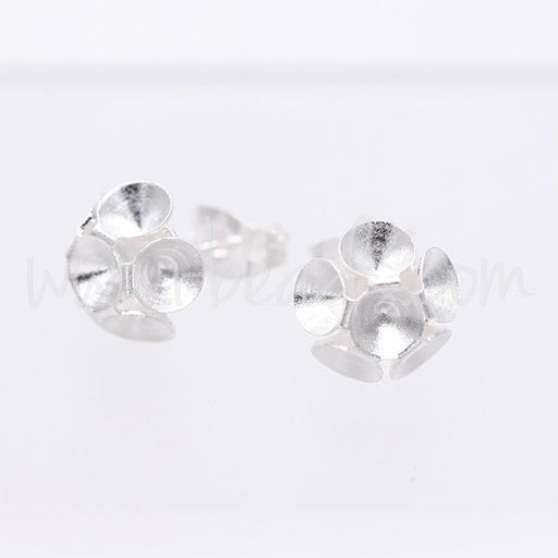 Serti boucle d'oreilles coniques pour 6 Swarovski 1088 4mm-pp31-SS19 argenté (2)
