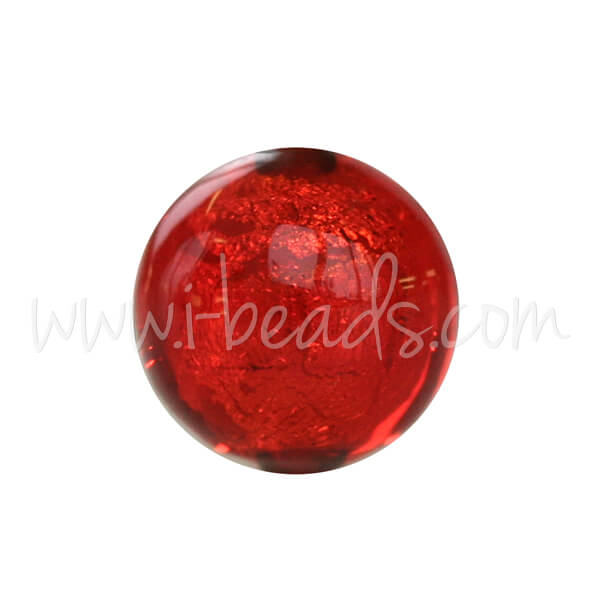 Perle de Murano ronde rouge et or 8mm (1)