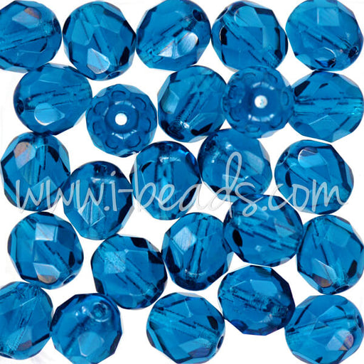Achat Perles facettes de bohème capri blue 8mm (25)