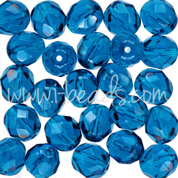Perles facettes de bohème capri blue 8mm (25)