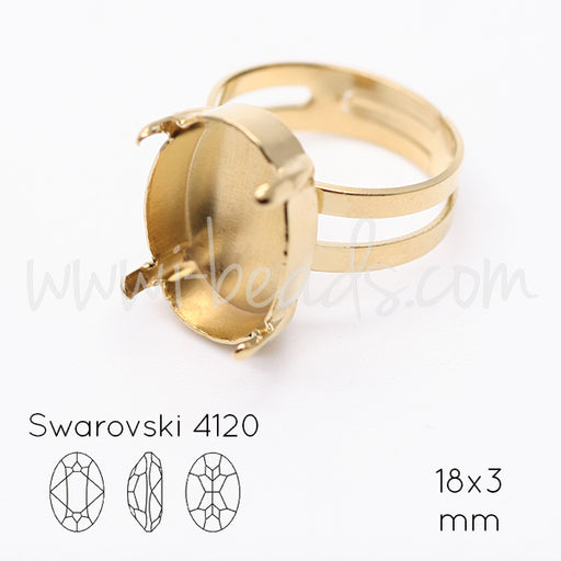 Serti bague ajustable pour Swarovski 4120 18x13mm doré (1)